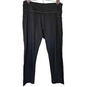 Tekgear Drytek Black Capri Leggings Women's Large Mid Rise Yoga Pants Athleisure